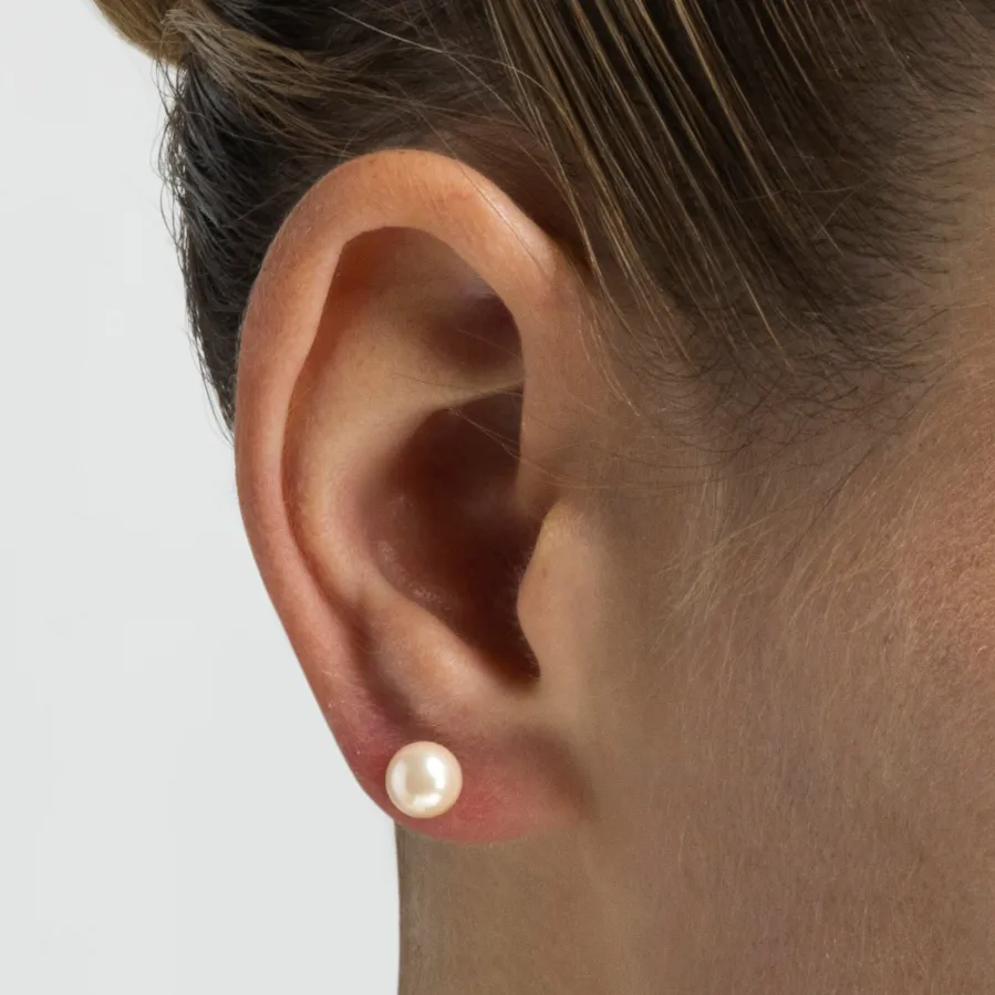 Pendientes de Plata de Ley 925 con Perla Rosa acabados en rodio - Geel