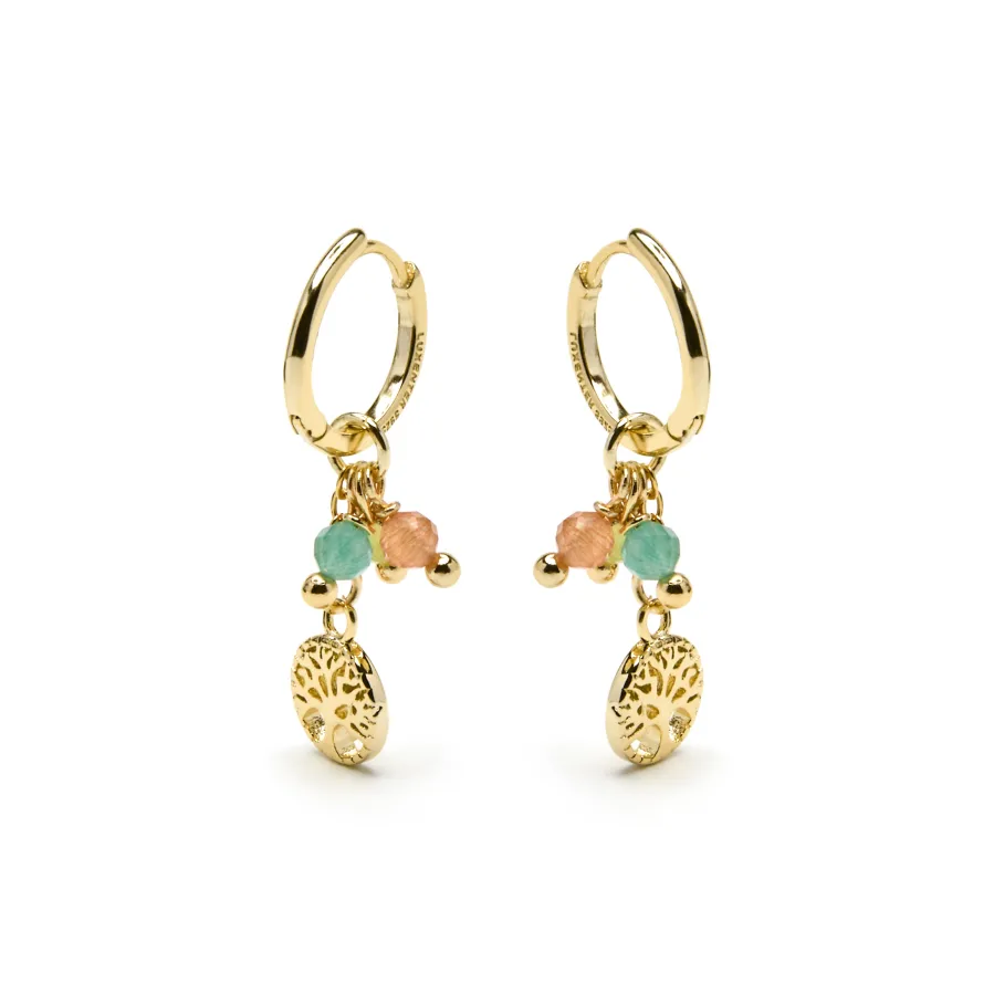 Pendientes de Plata de Ley 925 y Cristal Multicolor acabado oro amarillo de 18k - Balal