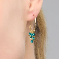 Pendientes de Plata de Ley 925 y Cristal Verde acabado oro amarillo de 18k - Drako