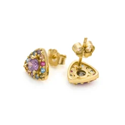 Pendientes de Plata de Ley 925 y Circonita Multicolor acabado en oro amarillo 18k - Aldra