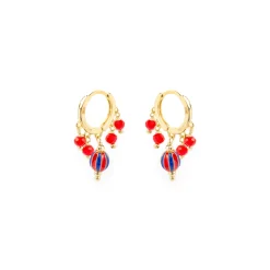 Pendientes de Plata de Ley 925 y Lacado Rojo acabado oro amarillo de 18k - Towi