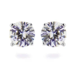 Pendientes de Plata de Ley 925 de 7mm con Circonita acabados en rodio - Básico