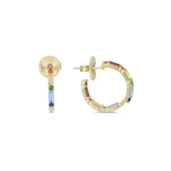 Pendientes de Plata de Ley 925 con Circonita Multicolor acabados en oro amarillo 18K - Hinnar