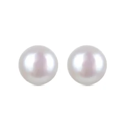 Pendientes de Plata de Ley 925 de 10mm con Perla Blanca acabados en rodio - Básico