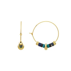 Pendientes de Plata de Ley 925 y Malaquita acabado oro amarillo de 18k - Darkba