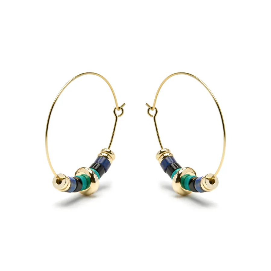 Pendientes de Plata de Ley 925 y Malaquita acabado oro amarillo de 18k - Darkba