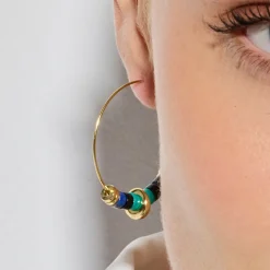 Pendientes de Plata de Ley 925 y Malaquita acabado oro amarillo de 18k - Darkba