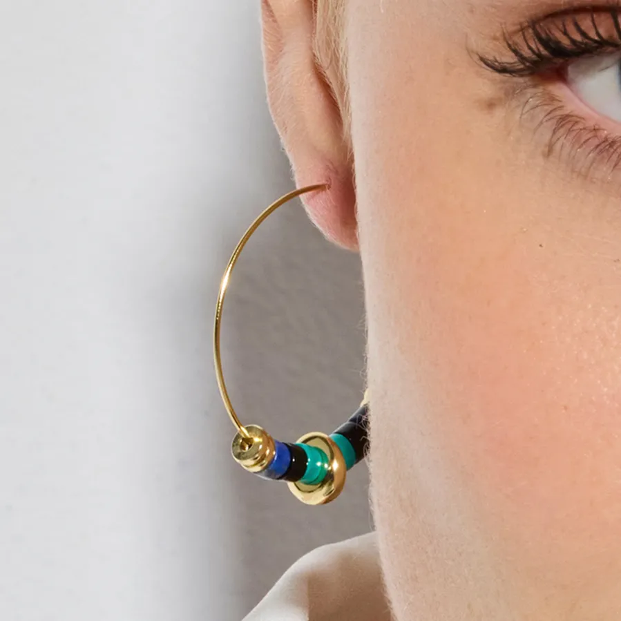 Pendientes de Plata de Ley 925 y Malaquita acabado oro amarillo de 18k - Darkba
