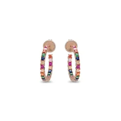 Pendientes de Plata de Ley 925 con Circonita Multicolor acabados en oro rosa 18K - Vyamba