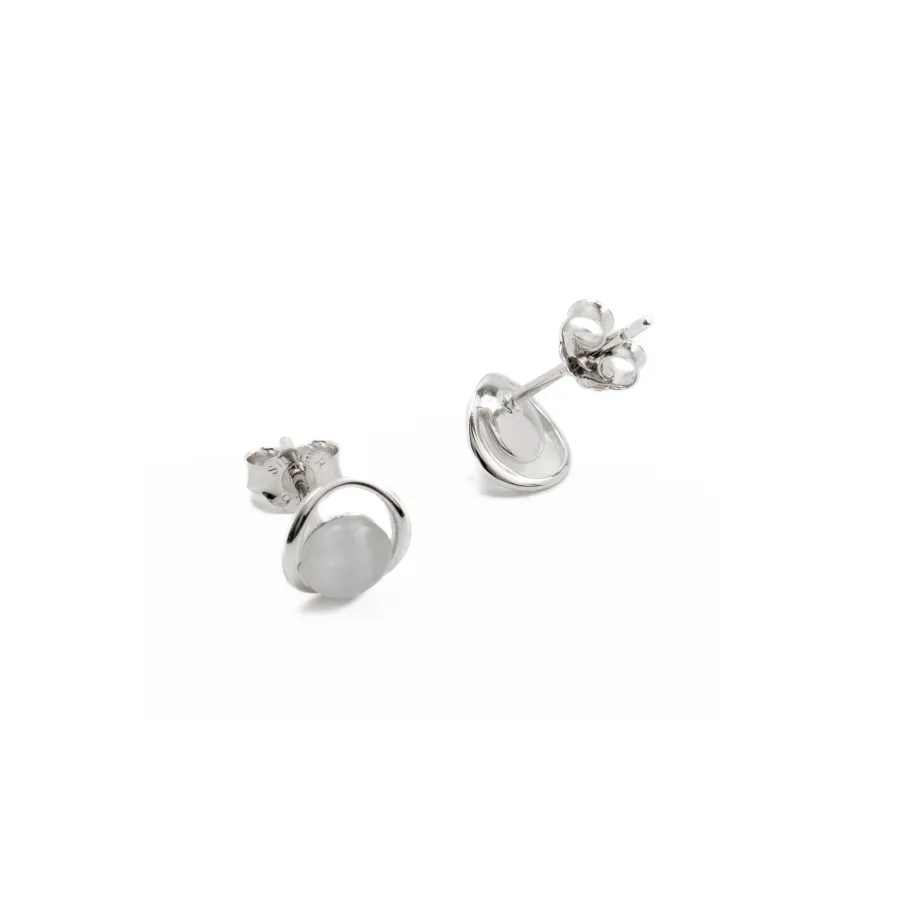 Pendientes de Plata de Ley 925 con Ojo de Gato acabados en rodio - Jesoa