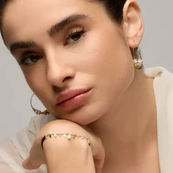 Pendientes de Plata de Ley 925 y Madreperla Blanca acabado oro amarillo de 18k - Darkba