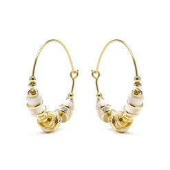 Pendientes de Plata de Ley 925 y Madreperla Blanca acabado oro amarillo de 18k - Darkba