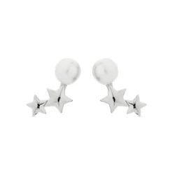 Pendientes de Plata de Ley 925 con Perla Blanca acabados en rodio - Tinvia