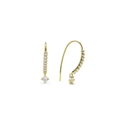 Pendientes de Plata de Ley 925 y Circonita Brillante acabado en oro amarillo 18k - Yabra
