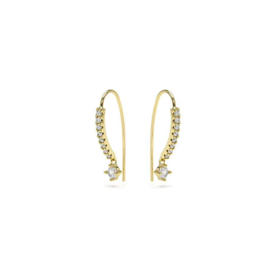 Pendientes de Plata de Ley 925 y Circonita Brillante acabado en oro amarillo 18k - Yabra