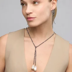 Pendientes de Plata de Ley 925 y Hematite acabado rodio - Lima