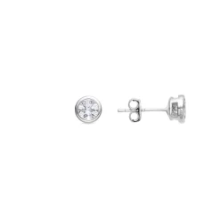 Pendientes de Plata de Ley 925 con Circonita Brillante acabado Rodio - Basili