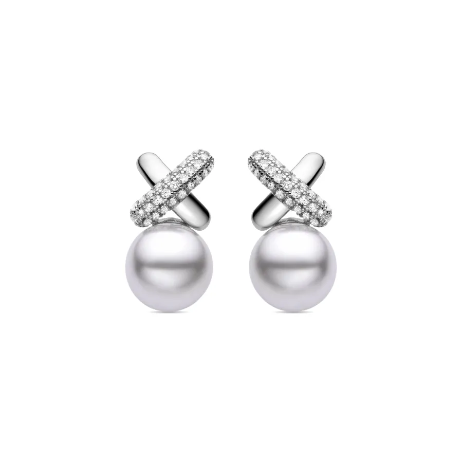 Pendientes de Plata de Ley 925 con Perla Blanca acabados en rodio - Geyah
