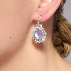 Pendientes de Plata de Ley 925 y Circonita Multicolor acabado rodio - Shigua