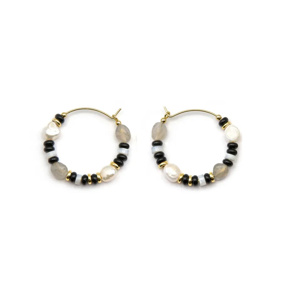 Pendientes de Plata de Ley 925 y Onix acabado oro 18k - Nanys