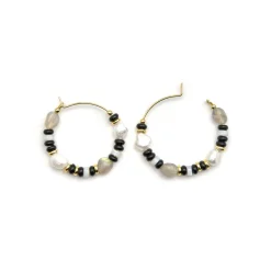 Pendientes de Plata de Ley 925 y Onix acabado oro 18k - Nanys