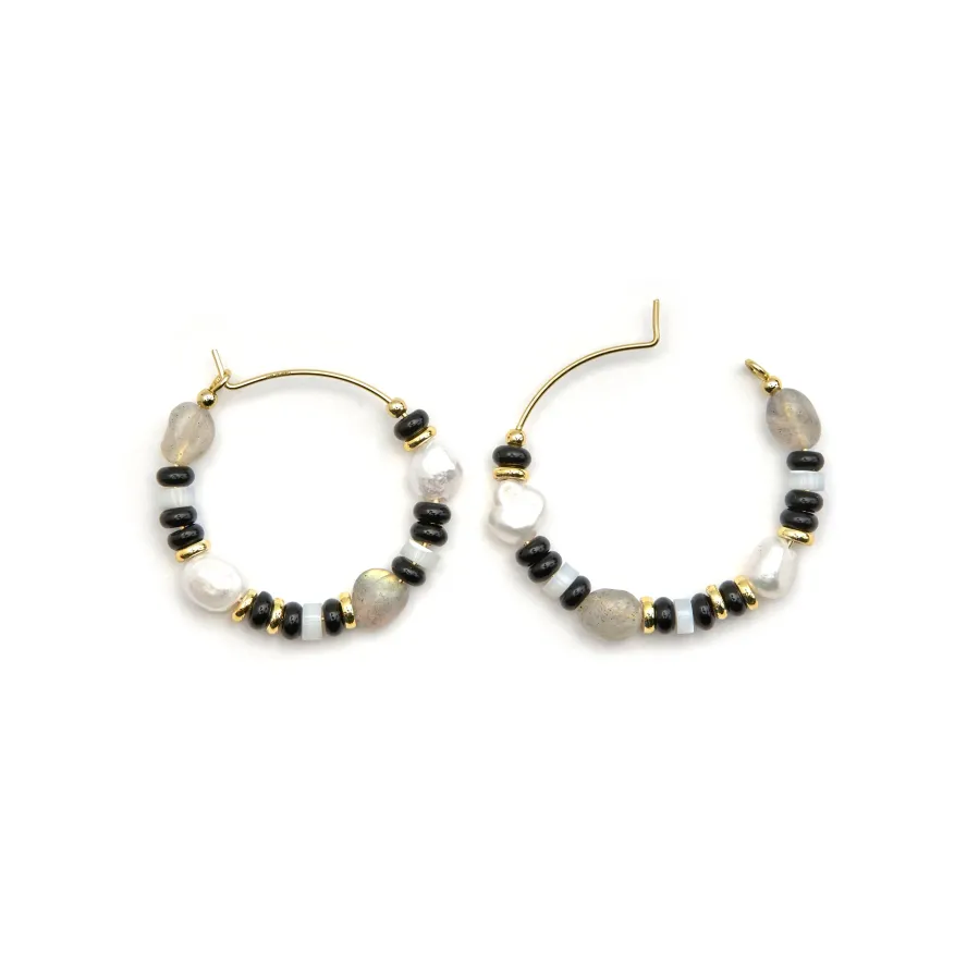 Pendientes de Plata de Ley 925 y Onix acabado oro 18k - Nanys