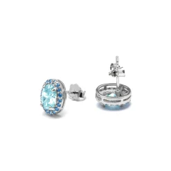 Pendientes de Plata de Ley 925 y Circonita Aguamarina acabado rodio - Unxo
