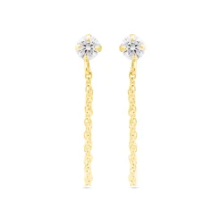 Pendientes de Plata de Ley 925 con Circonita Brillante acabados en oro amarillo 18K - Essential