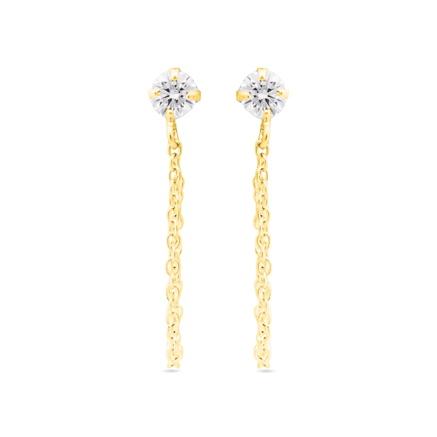Pendientes de Plata de Ley 925 con Circonita Brillante acabados en oro amarillo 18K - Essential