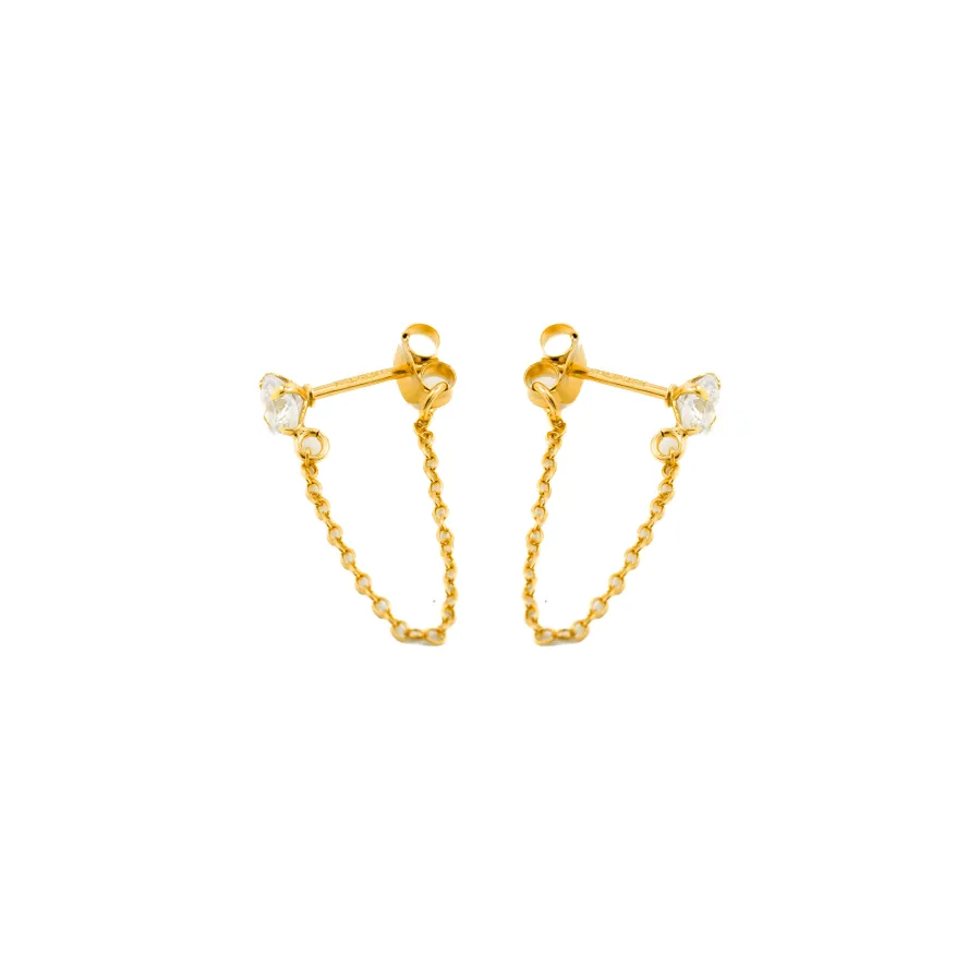 Pendientes de Plata de Ley 925 con Circonita Brillante acabados en oro amarillo 18K - Essential