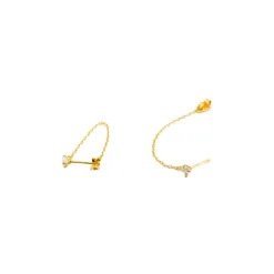 Pendientes de Plata de Ley 925 con Circonita Brillante acabados en oro amarillo 18K - Essential