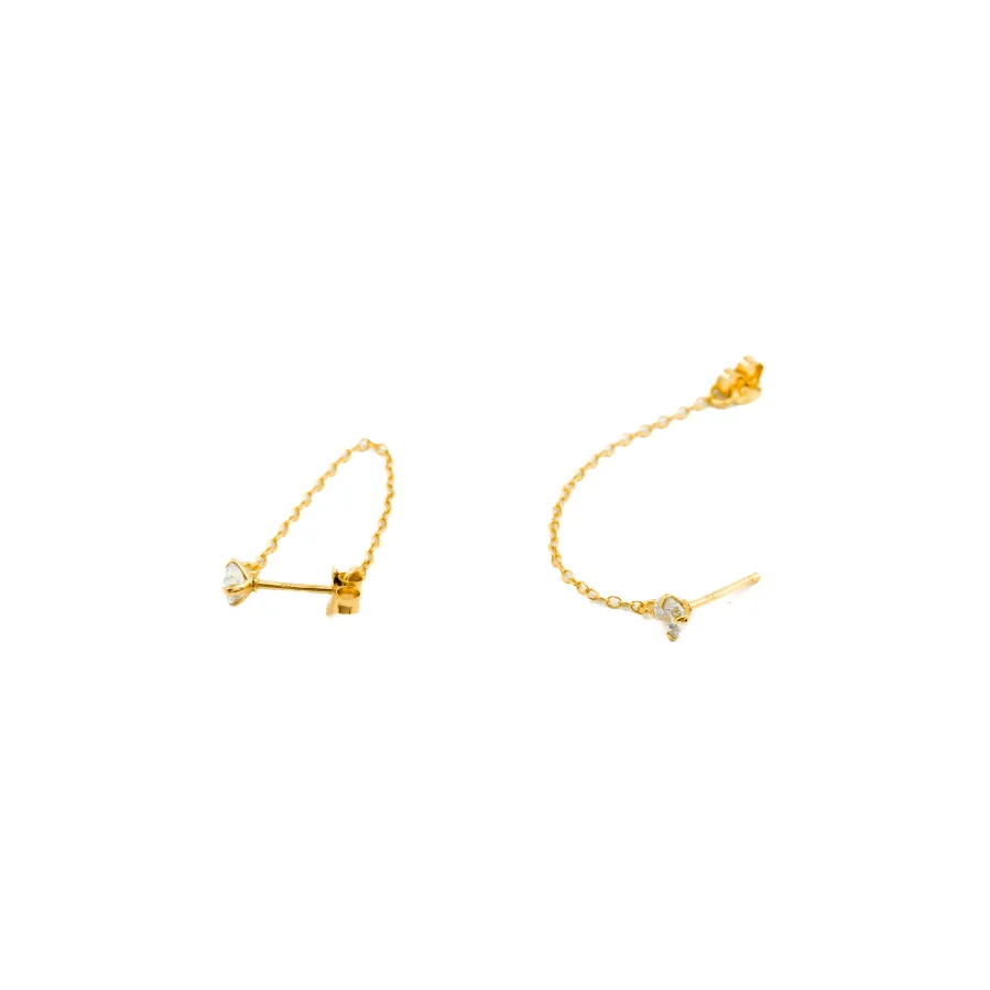 Pendientes de Plata de Ley 925 con Circonita Brillante acabados en oro amarillo 18K - Essential