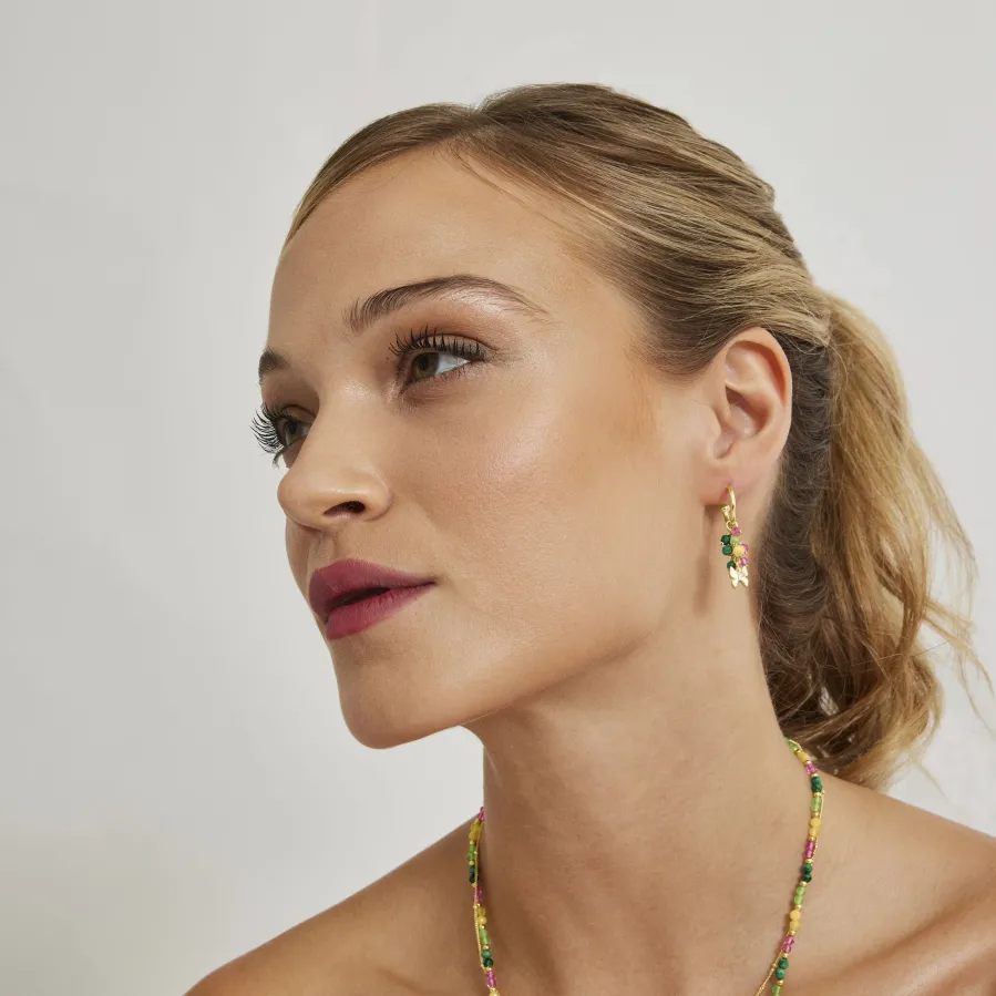 Pendientes de Plata de Ley 925 con Cristal Multicolor acabados en oro amarillo 18K - Mariposa