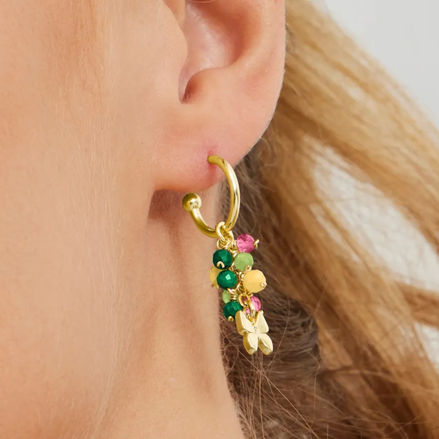 Pendientes de Plata de Ley 925 con Cristal Multicolor acabados en oro amarillo 18K - Mariposa