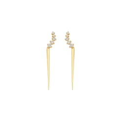 Pendientes de Plata de Ley 925 y Circonita Brillante acabado oro amarillo de 18k - Copim