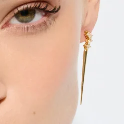 Pendientes de Plata de Ley 925 y Circonita Brillante acabado oro amarillo de 18k - Copim