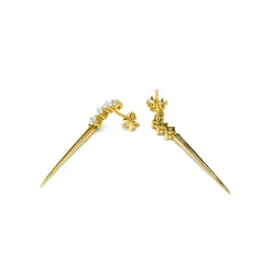 Pendientes de Plata de Ley 925 y Circonita Brillante acabado oro amarillo de 18k - Copim