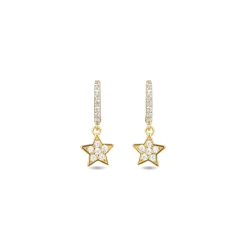 Pendientes de Plata de Ley 925 con Circonita Brillante acabados en oro amarillo 18K - Wabak