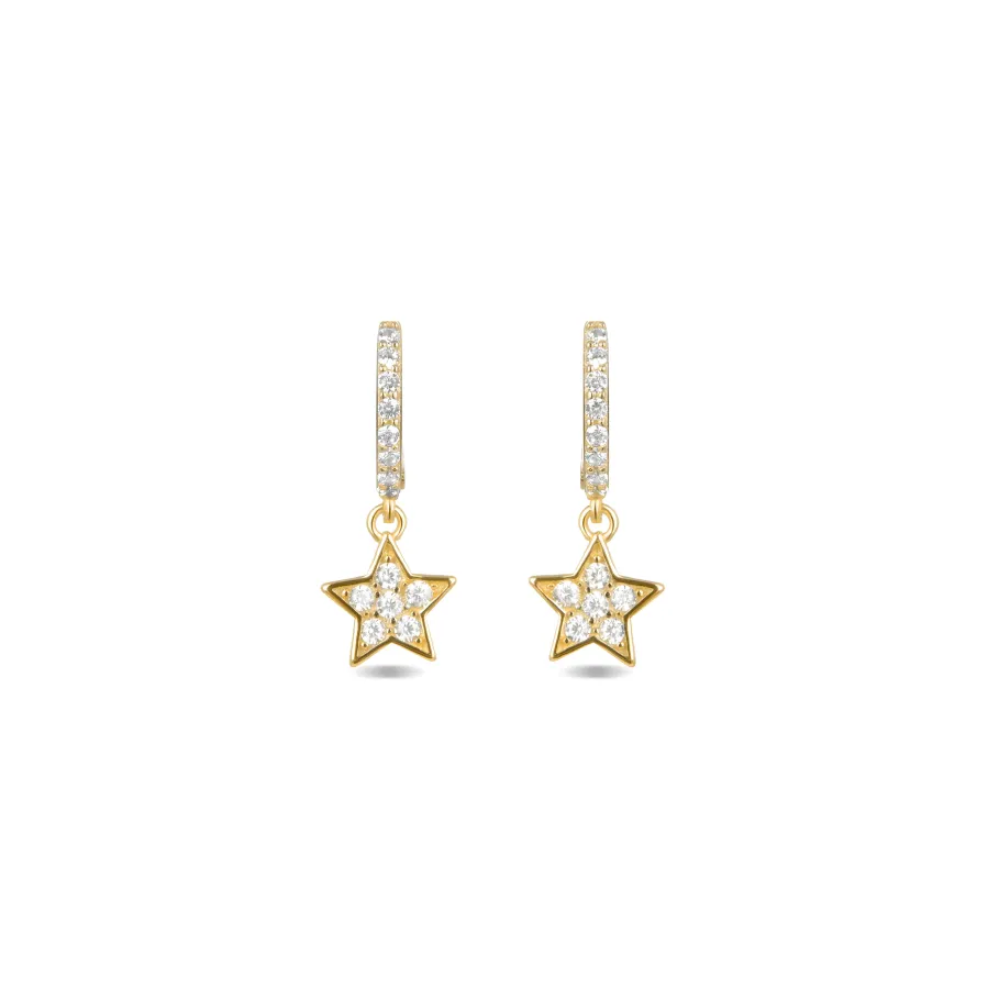 Pendientes de Plata de Ley 925 con Circonita Brillante acabados en oro amarillo 18K - Wabak