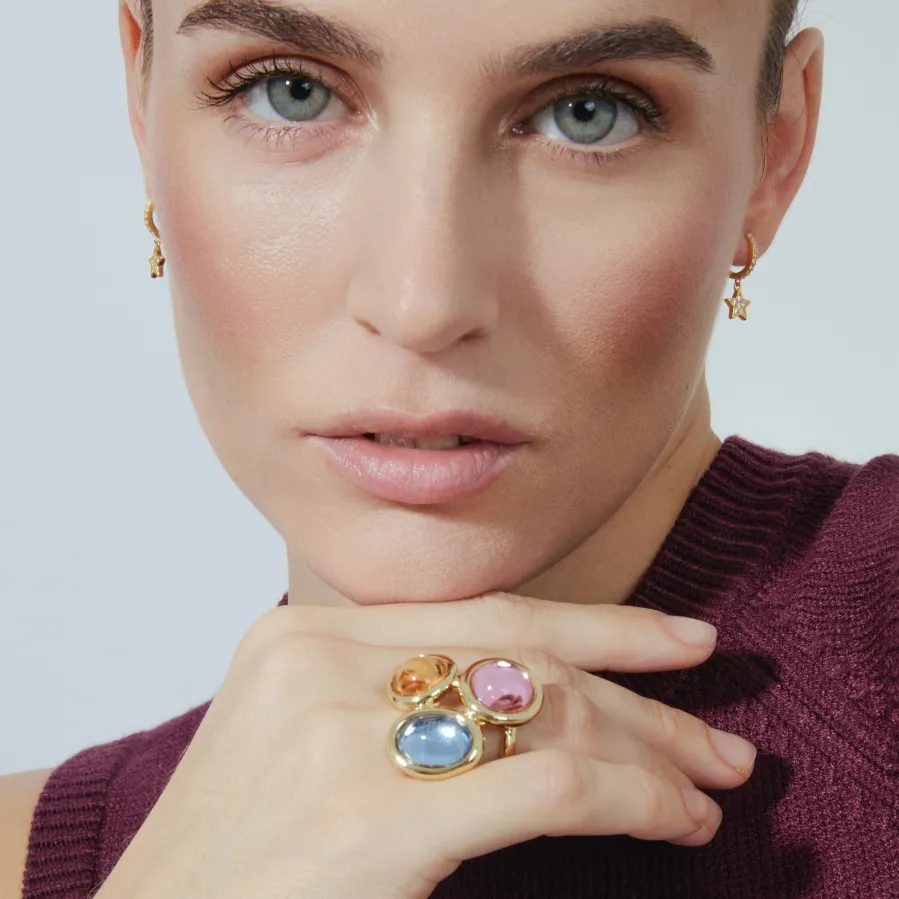Pendientes de Plata de Ley 925 con Circonita Brillante acabados en oro amarillo 18K - Wabak