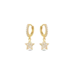 Pendientes de Plata de Ley 925 con Circonita Brillante acabados en oro amarillo 18K - Wabak
