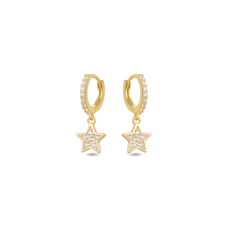 Pendientes de Plata de Ley 925 con Circonita Brillante acabados en oro amarillo 18K - Wabak