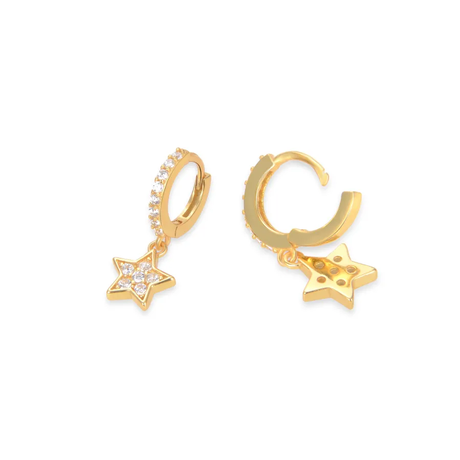 Pendientes de Plata de Ley 925 con Circonita Brillante acabados en oro amarillo 18K - Wabak