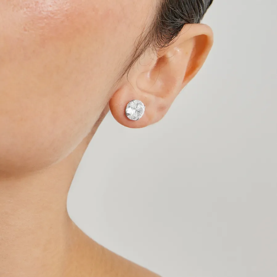 Pendientes de plata de ley 925de 6mm con Circonita acabados en rodio - Básico