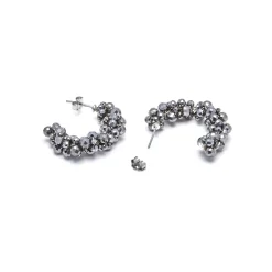 Pendientes de Plata de Ley 925 y Hematite acabado en rodio - Silka
