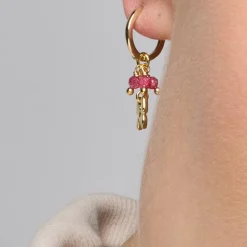 Pendientes de Plata de Ley 925 y Cristal Rosa acabado oro amarillo de 18k - Coaran