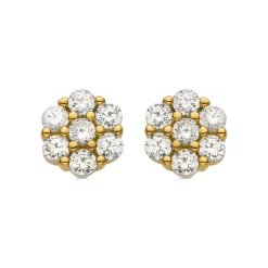 Pendientes de Plata de Ley 925 y Circonita Brillante acabados en oro amarillo 18K - Oris