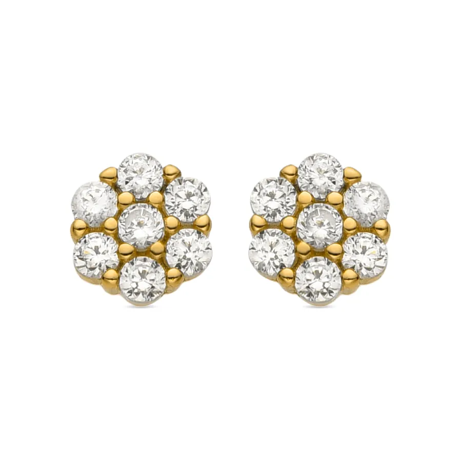 Pendientes de Plata de Ley 925 y Circonita Brillante acabados en oro amarillo 18K - Oris