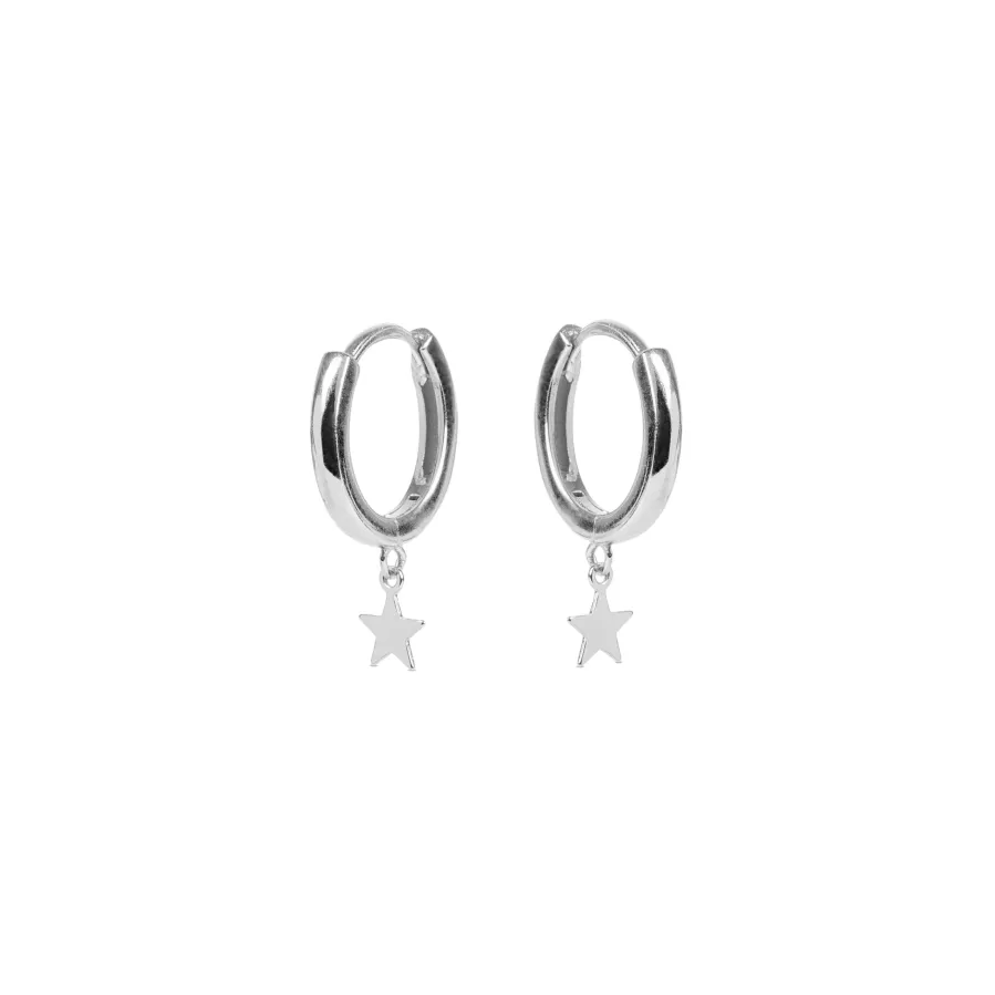 Pendientes de Plata de Ley 925 acabados en rodio - Estrella