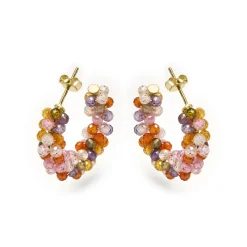 Pendientes de Plata de Ley 925 con Cristal Multicolor acabados en oro amarillo 18K - Salblai